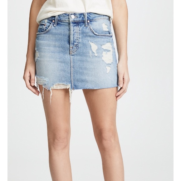 denim distressed skirt